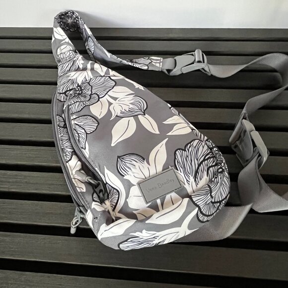 Vera Bradley Moon Shadow Meadow Sling Backpack & wallet Grey and White main image 10